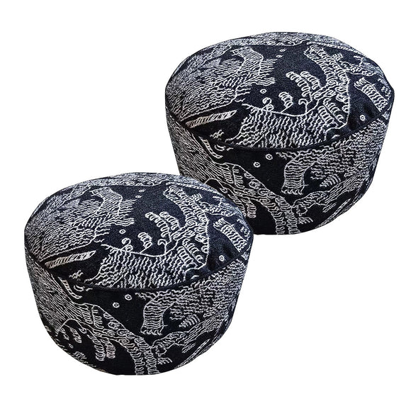 NNEAGS 2X 50x30CM Black Round Soft Pouffe Seat Cushion Elegant Home Accent D?cor Stylish Footstool