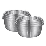 NNEAGS 2X Stainless Steel Nesting Basin Colander Perforated Kitchen Sink Washing Bowl Metal Basket Strainer Set of 4