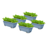 NNEAGS 49.5cm Blue Rectangular Planter Vegetable Herb Flower Outdoor Plastic Box with Holder Balcony Garden Decor Set of 5