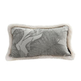 NNEAGS 35cm Wabi-sabi Rectangular Raised Embroidery Leaf & Lumbar Throw Pillow