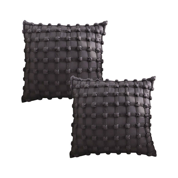 NNEAGS 2X 50cm Black Medieval-style Puff Rivet Square Product Throw Pillow