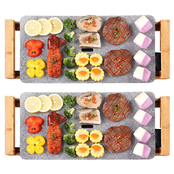 NNEAGS 2X Electric Ceramic BBQ Grill Non-stick Surface Hot Plate for Indoor & Outdoor Stone