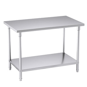 NNEAGS 120*70*85cm Commercial Catering Kitchen Stainless Steel Prep Work Bench