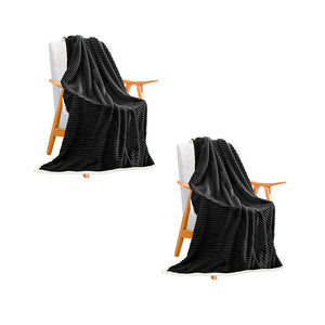 NNEAGS 2X Black Throw Blanket Warm Cozy Double Sided Thick Flannel Coverlet Fleece Bed Sofa Comforter