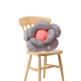 NNEAGS Grey Double Flower Shape Cushion Soft Bedside Floor Plush Pillow Home Decor