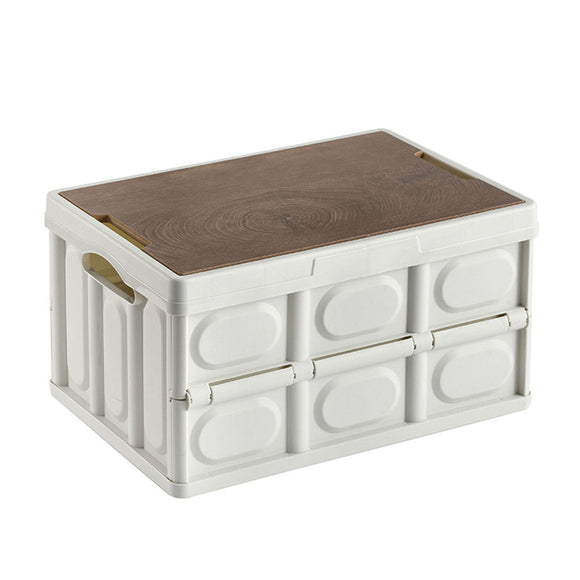 NNEAGS 34.5x22cm 18L White Car & Camping Foldable Storage Box Crate Stackable Container No Handle
