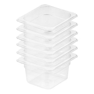 NNEAGS 100mm Clear Gastronorm GN Pan 1/6 Food Tray Storage Bundle of 6