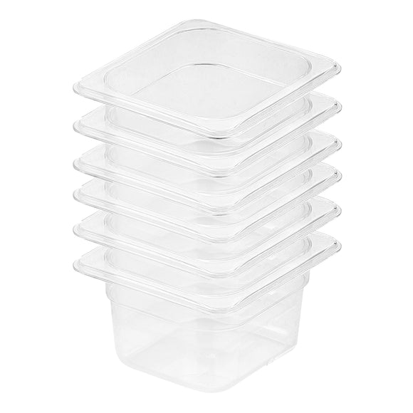 NNEAGS 100mm Clear Gastronorm GN Pan 1/6 Food Tray Storage Bundle of 6
