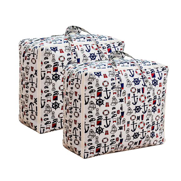 NNEAGS 2X Nautical Icons Super Large Storage Luggage Bag Double Zipper Foldable Travel Organiser Essentials