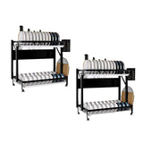 NNEAGS 2X 2 Tier Steel Black Kitchen Countertop Drying Dish Rack Plate Cutlery Cutting Board Holder Dish Drainer Kitchen Organiser