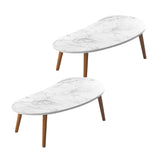 NNEAGS 2X 80x40cm White Stone Pattern Living Room Nordic  Coffee Table Modern Style