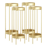 NNEAGS 4X 2 Layer 80cm Gold Metal Plant Stand Flower Pot Holder Corner Shelving Rack Indoor Display