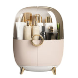 NNEAGS Pink Transparent Countertop Makeup Organiser Cosmetic Storage Waterproof Dustproof Bathroom Skincare Holder with Lid