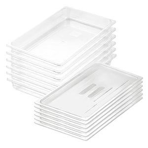 NNEAGS 65mm Clear Gastronorm GN Pan 1/1 Food Tray Storage Bundle of 6 with Lid