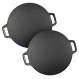 NNEAGS 2X 37cm Cast Iron Induction Crepes Pan Baking Cookie Pancake Pizza Bakeware