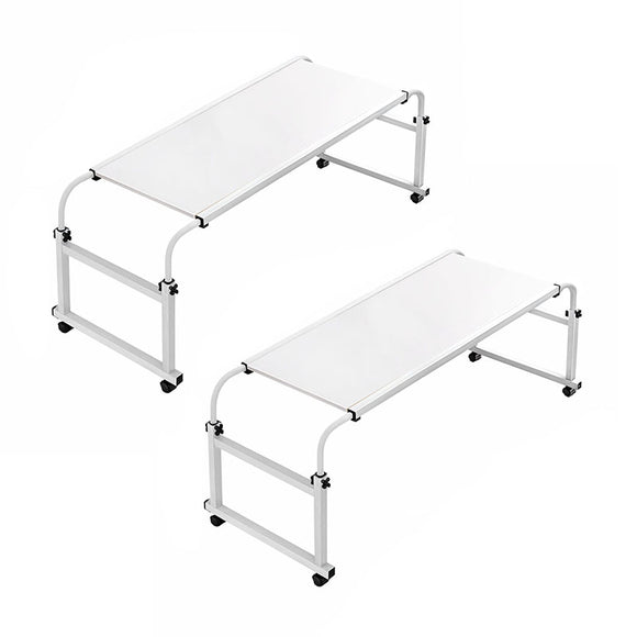 NNEAGS 2X 120x45cm White Cross Bed Movable Desk Table w/ Adjustable Length & Height