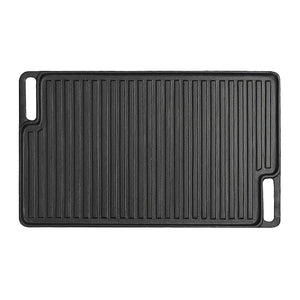 NNEAGS 45cm Rectangular Cast Iron Portable Fry BBQ Grill Plate Cooking Pan Tray with Handle