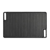 NNEAGS 45cm Rectangular Cast Iron Portable Fry BBQ Grill Plate Cooking Pan Tray with Handle
