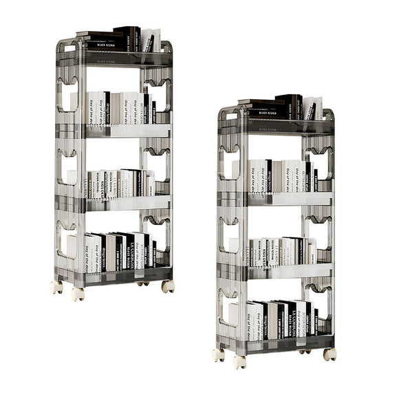 NNEAGS 2X 38x24 Black 4 Tier Bookshelf & Cosmetic Storage Organizer Trolley Rack