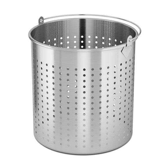 NNEAGS 98L 18/10 Stainless Steel Perforated Stockpot Basket Pasta Strainer with Handle