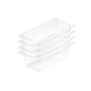 NNEAGS 100mm Clear Gastronorm GN Pan 1/3 Food Tray Storage Bundle of 4
