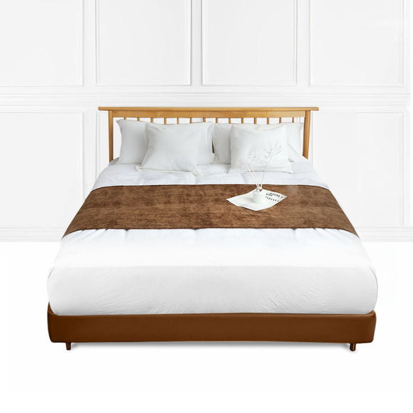 NNEAGS 70cm Brown Vintage Bed Scarf Runner Bedding Tail Pad Flag For Home Hotel Set of 3