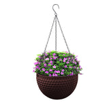 NNEAGS Coffee Small Hanging Resin Flower Pot Self Watering Basket Planter Outdoor Garden Decor