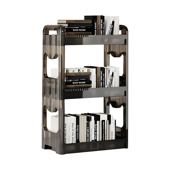 NNEAGS 38x24cm Clear 4 Tier Bookshelf & Cosmetic Storage Organizer Trolley Rack