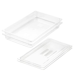 NNEAGS 65mm Clear Gastronorm GN Pan 1/1 Food Tray Storage Bundle of 2 with Lid