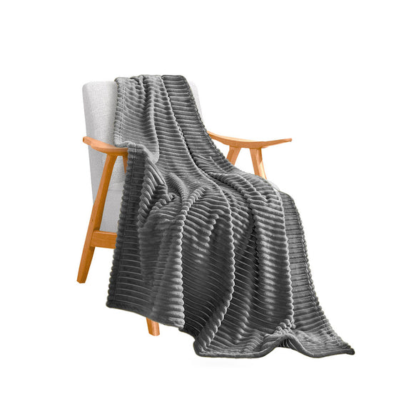 NNEAGS GreyThrow Blanket Warm Cozy Striped Pattern Thin Flannel Coverlet Fleece Bed Sofa Comforter