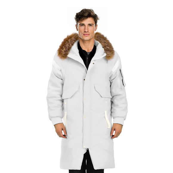 NNEAGS abbee White 3XL Winter Fur Hooded Thick Overcoat Jacket Stylish Lightweight Quilted Warm Puffer Coat