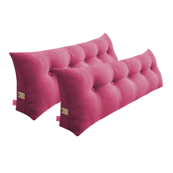 NNEAGS 2X 180cm Pink Triangular Wedge Bed Pillow Headboard Backrest Bedside Tatami Cushion Home Decor