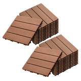 NNEAGS 2X 11 pcs Red Brown DIY Wooden Composite Decking Tiles Garden Outdoor Backyard Flooring Home Decor