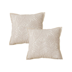 NNEAGS 2X 45cm Elegant Palm Leaf Texture & Jacquard Square Throw Pillow