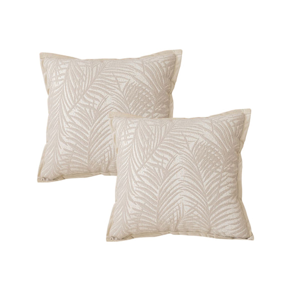 NNEAGS 2X 45cm Elegant Palm Leaf Texture & Jacquard Square Throw Pillow