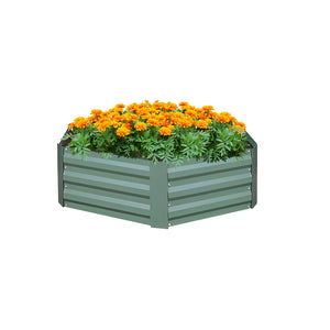 NNEAGS 60cm Hexagon Shape Galvanised Raised Garden Bed Vegetable Herb Flower Outdoor Planter Box
