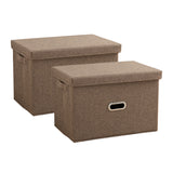 NNEAGS 2X Coffee Medium Foldable Canvas Storage Box Cube Clothes Basket Organiser Home Decorative Box