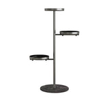 NNEAGS 3 Tier Black Round Plant Stand Flowerpot Tray Display Living Room Balcony Metal Decorative Shelf