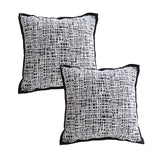 NNEAGS 2X 45cm Vintage Leopard Print Sofa Black & White Grid Wide Edge Square Throw Pillow