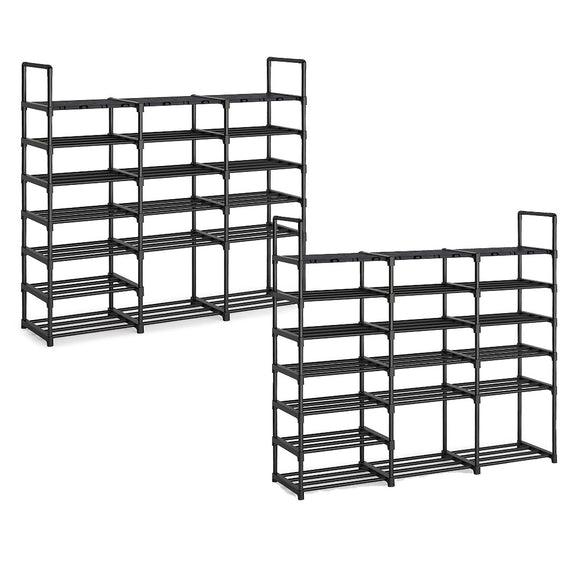 NNEAGS 2X 19-Shelf Tier Shoe Storage Shelf Space-Saving Caddy Rack Organiser with Handle