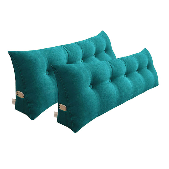 NNEAGS 2X 180cm Blue Green Triangular Wedge Bed Pillow Headboard Backrest Bedside Tatami Cushion Home Decor