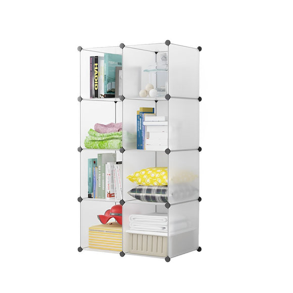 NNEAGS 8-Cube Transparent Shelf Box Portable Cubby DIY Storage Shelves Modular Closet Organiser