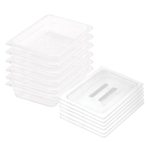NNEAGS 65mm Clear Gastronorm GN Pan 1/2 Food Tray Storage Bundle of 6 with Lid