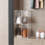 NNEAGS 2X 2 Tier Multifunctional PP Plastic Bag Box Portable Cubby DIY Storage Shelves Stackable Handbag Purse Organiser