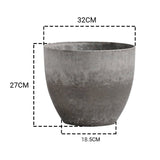NNEAGS 27cm Rock Grey Round Resin Plant Flower Pot in Cement Pattern Planter Cachepot for Indoor Home Office