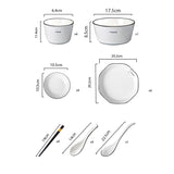 NNEAGS Diamond Pattern Ceramic Dinnerware Crockery Soup Bowl Plate Server Kitchen Home Decor Set of 13