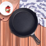 NNEAGS 26cm Round Cast Iron Frying Pan Skillet Steak Sizzle Platter with Handle
