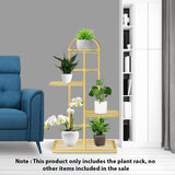 NNEAGS 4 Tier 5 Pots Gold Metal Plant Stand Flowerpot Display Shelf Rack Indoor Home Office Decor