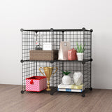 NNEAGS Black Portable 4-Cube Storage Organiser Foldable DIY Modular Grid Space Saving Shelf