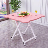 NNEAGS Pink Minimalist Cat Ear Folding Table Indoor Outdoor Portable Stall Desk Home Decor